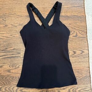 Alo Yoga Ribbed Crossback Tank Top – Size Small – Black